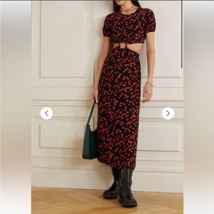 STAUD Calypso Floral Print Cutout Maxi Dress